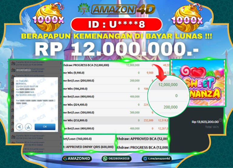 BUKTI KEMENANGAN JACKPOT WD 12 JUTA